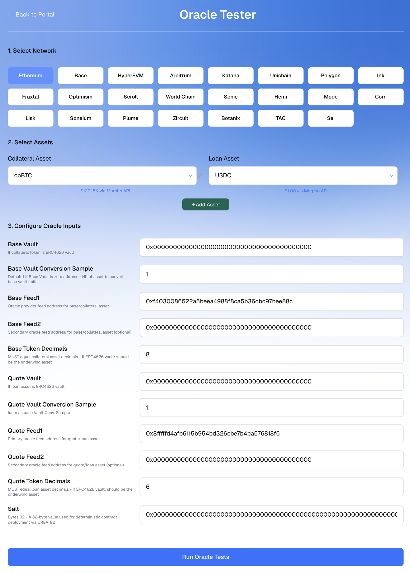 Oracle Tester Interface