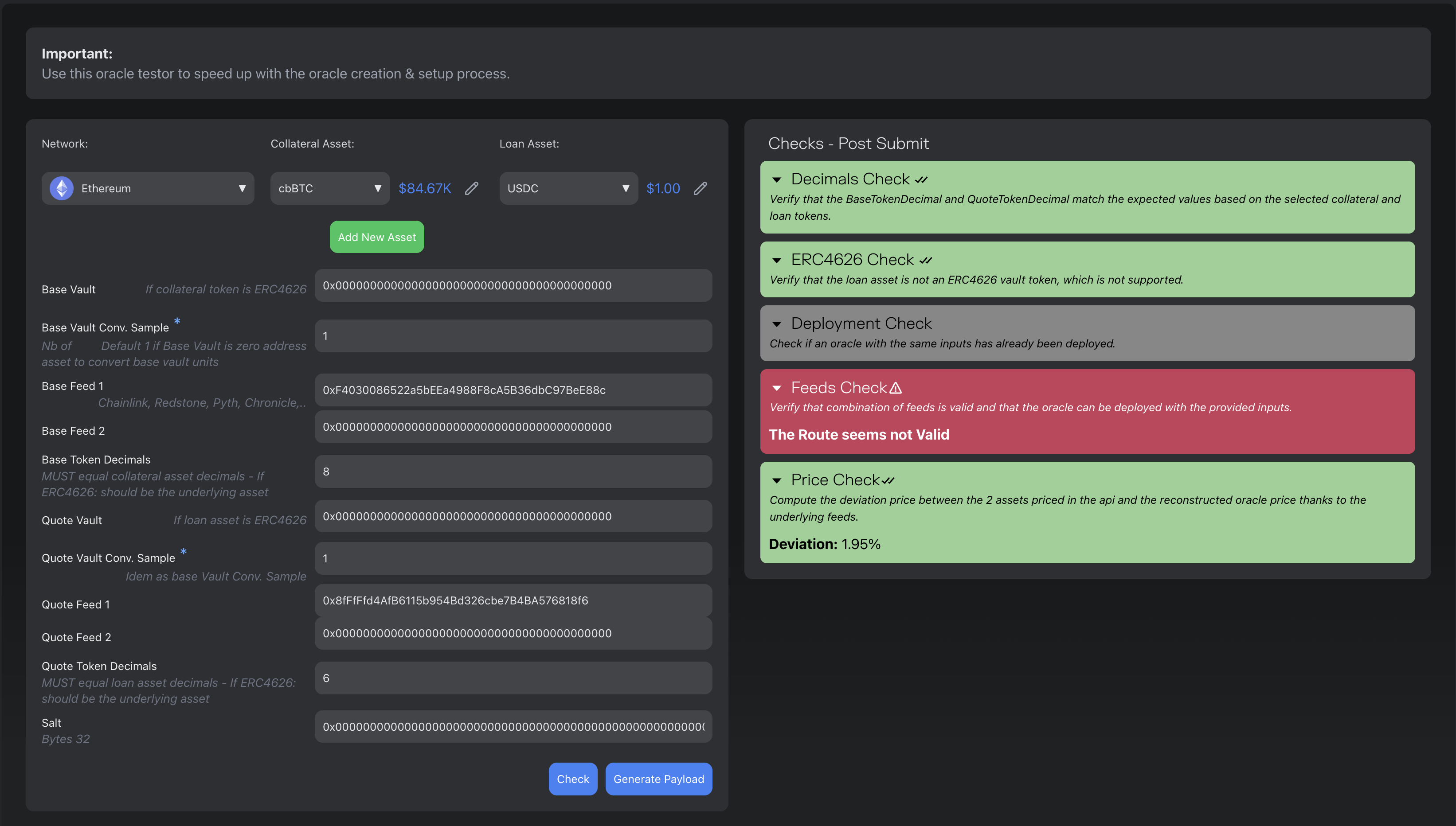 Oracle Tester Interface