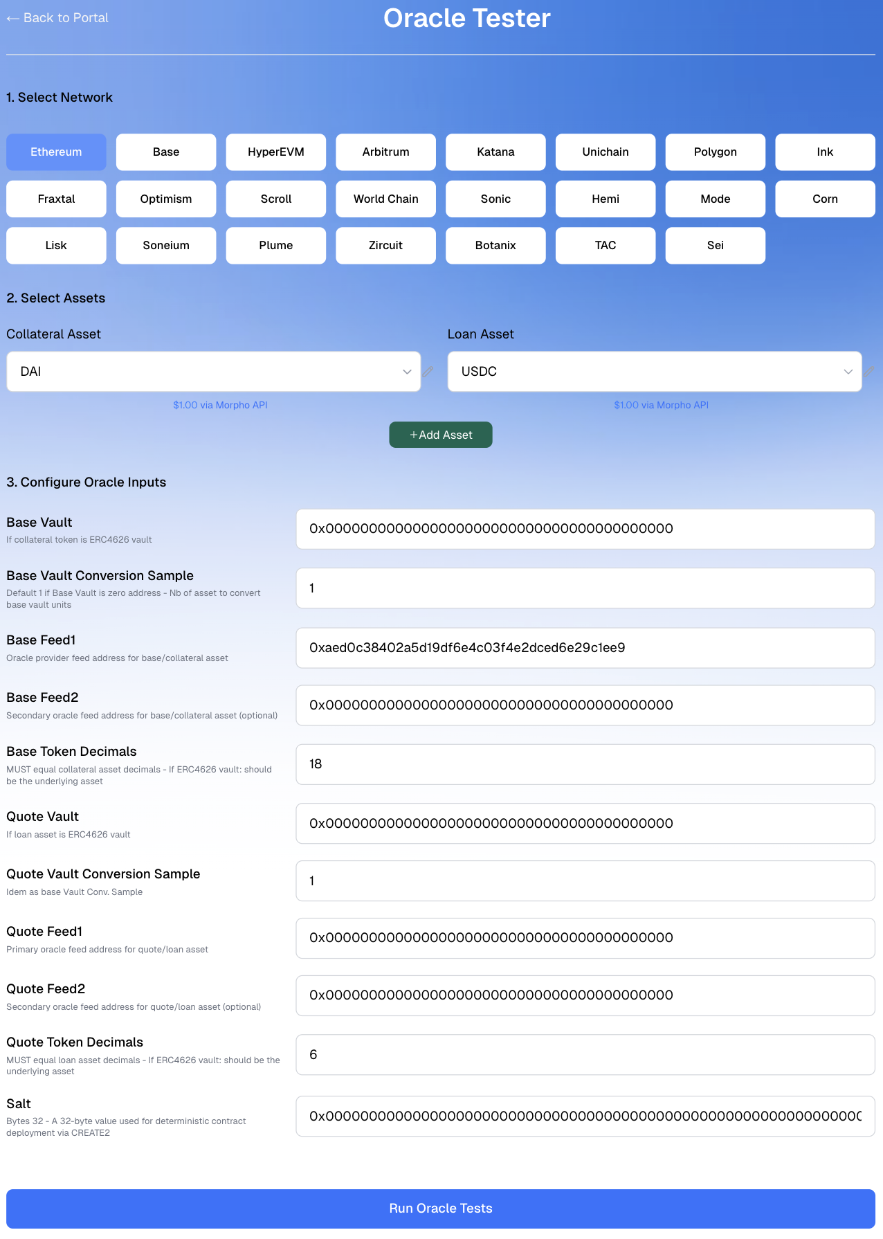 Oracle Tester Interface