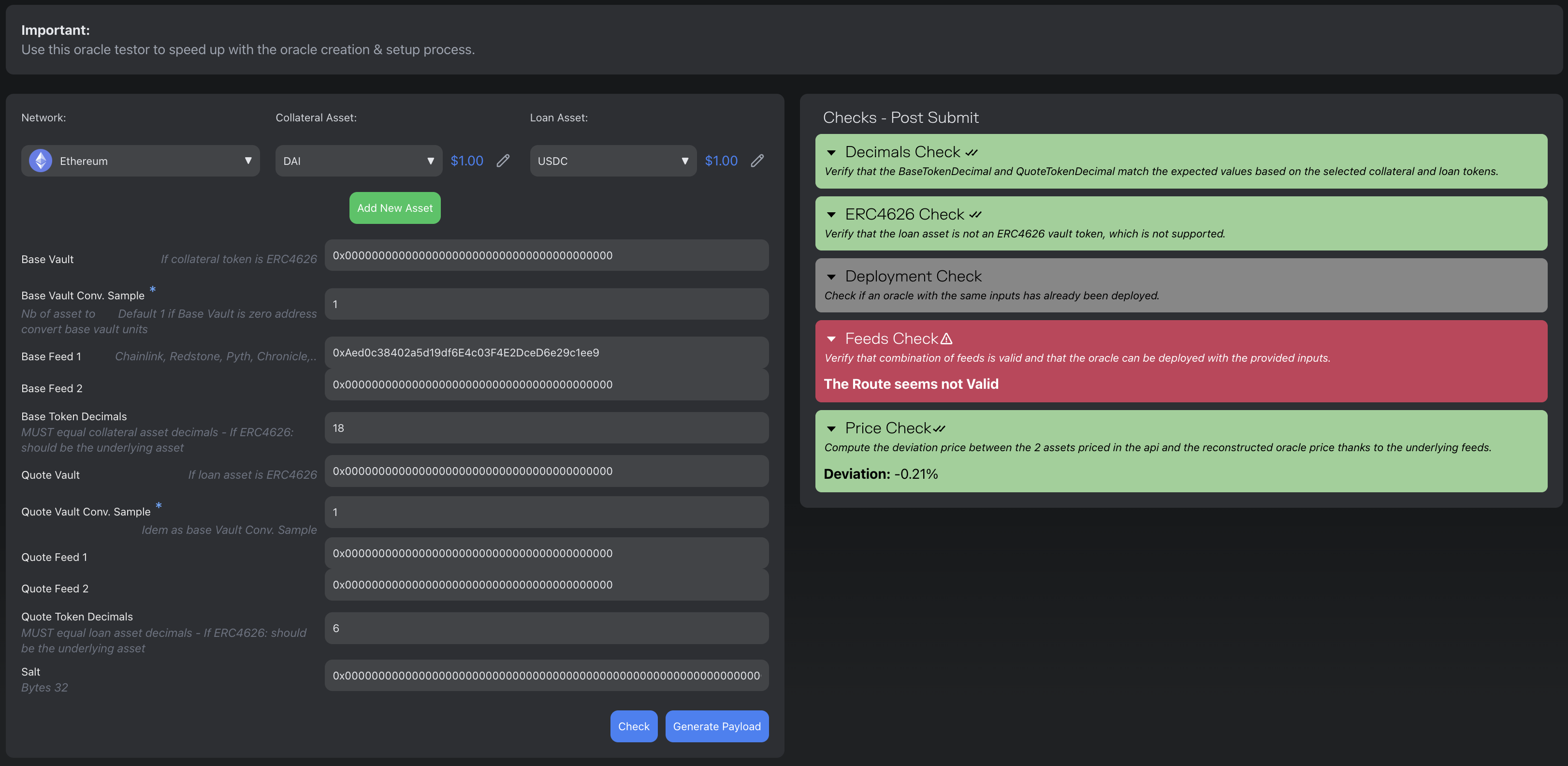 Oracle Tester Interface