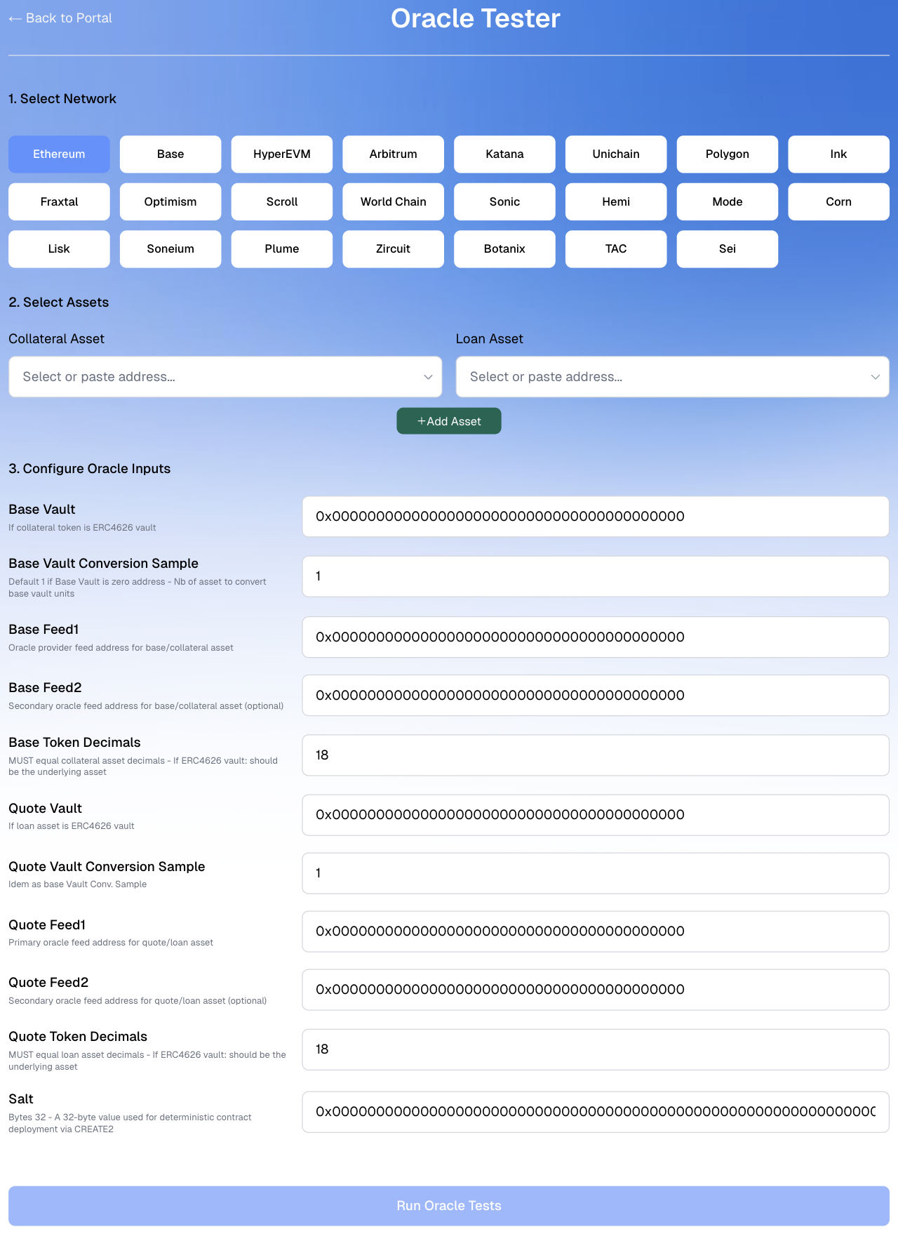 Oracle Tester Interface