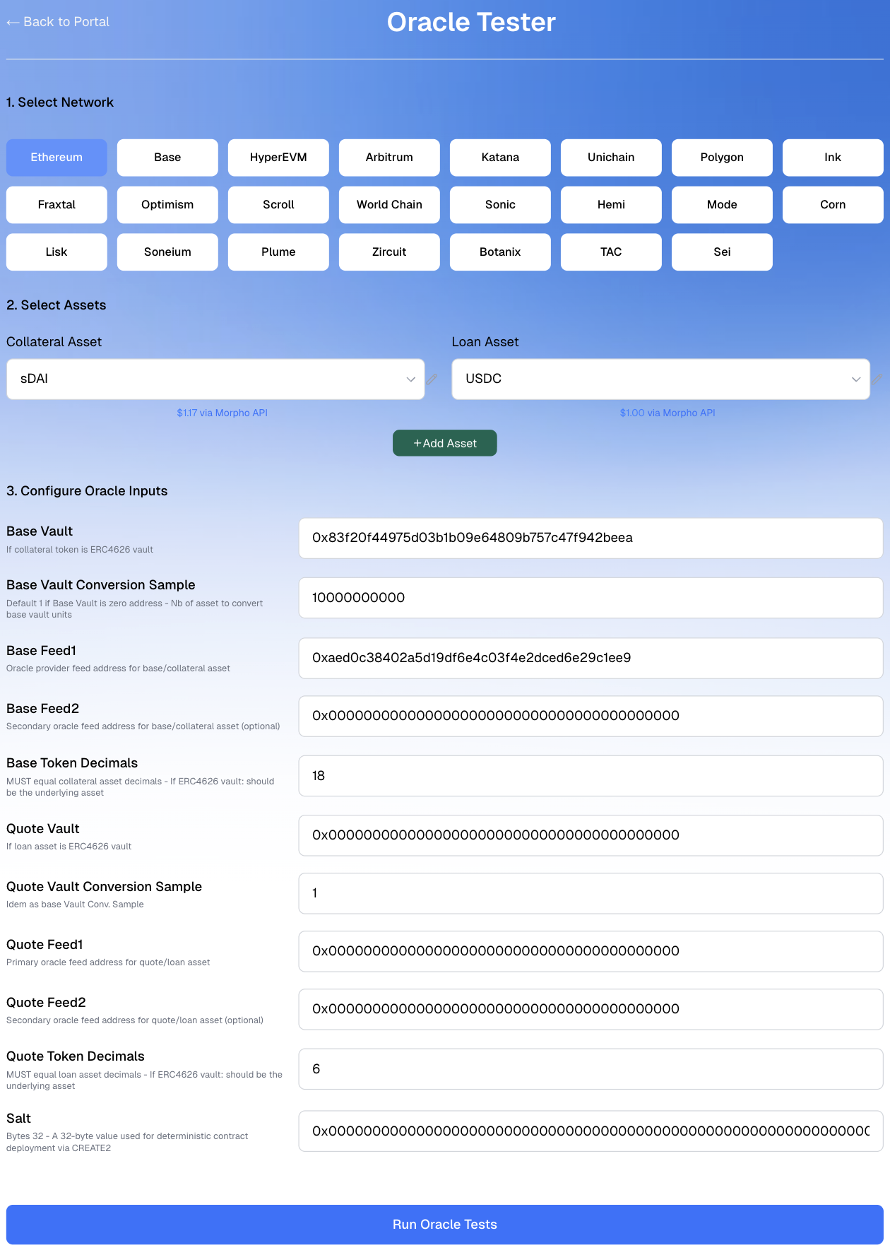 Oracle Tester Interface