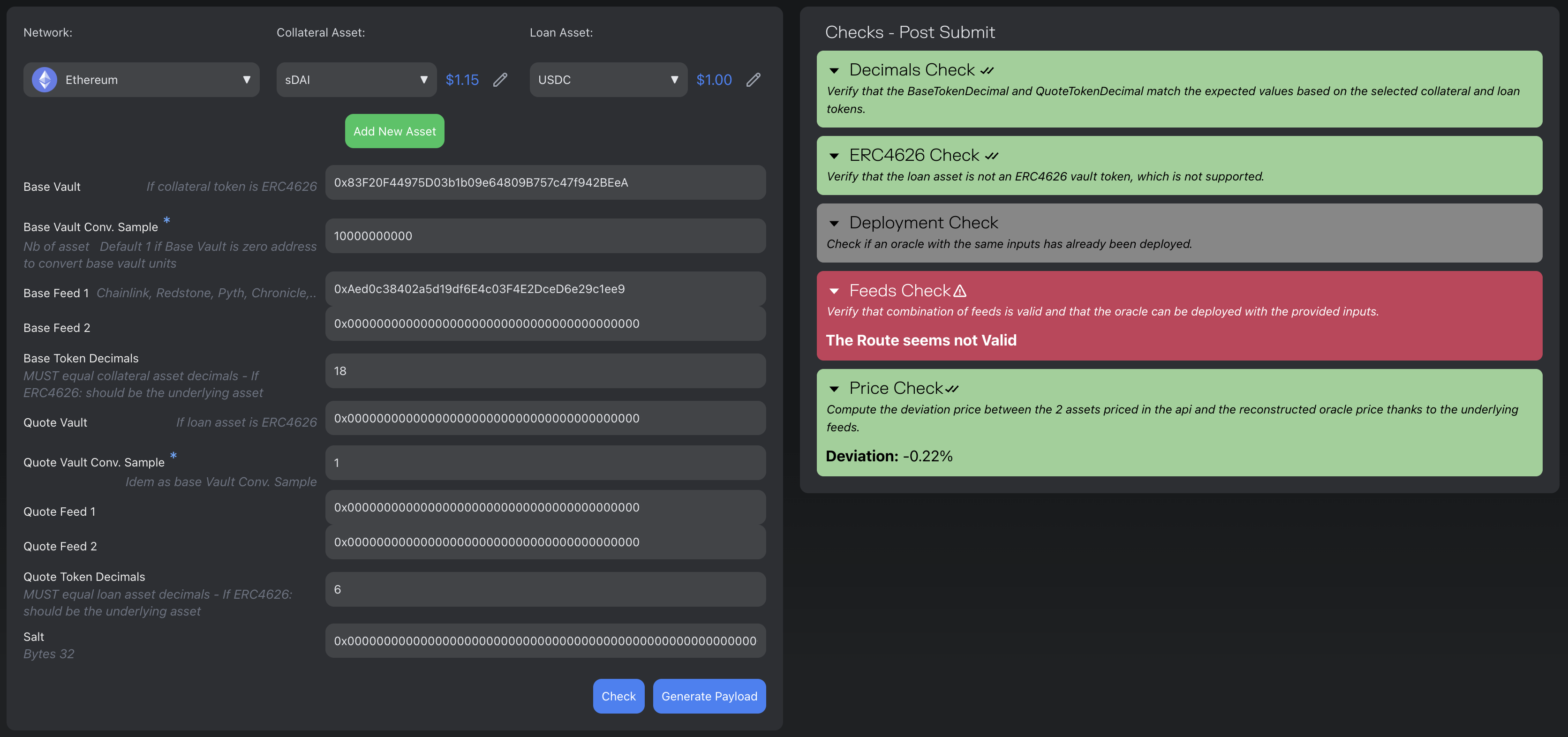 Oracle Tester Interface