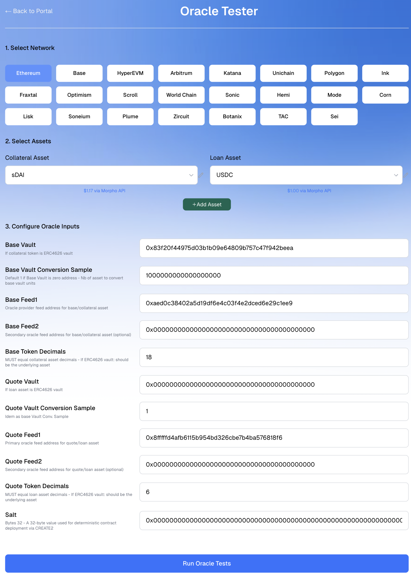 Oracle Tester Interface
