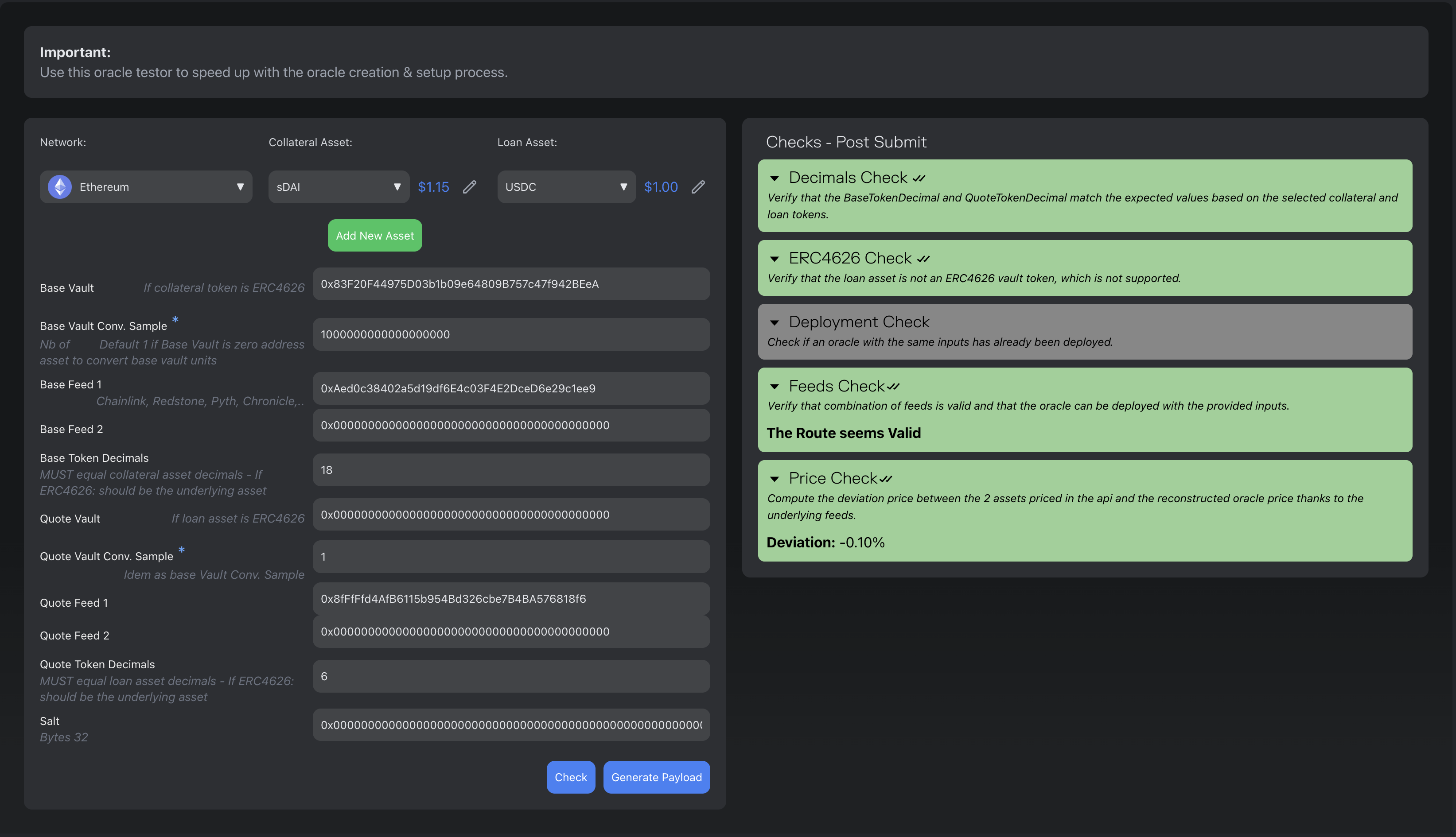 Oracle Tester Interface