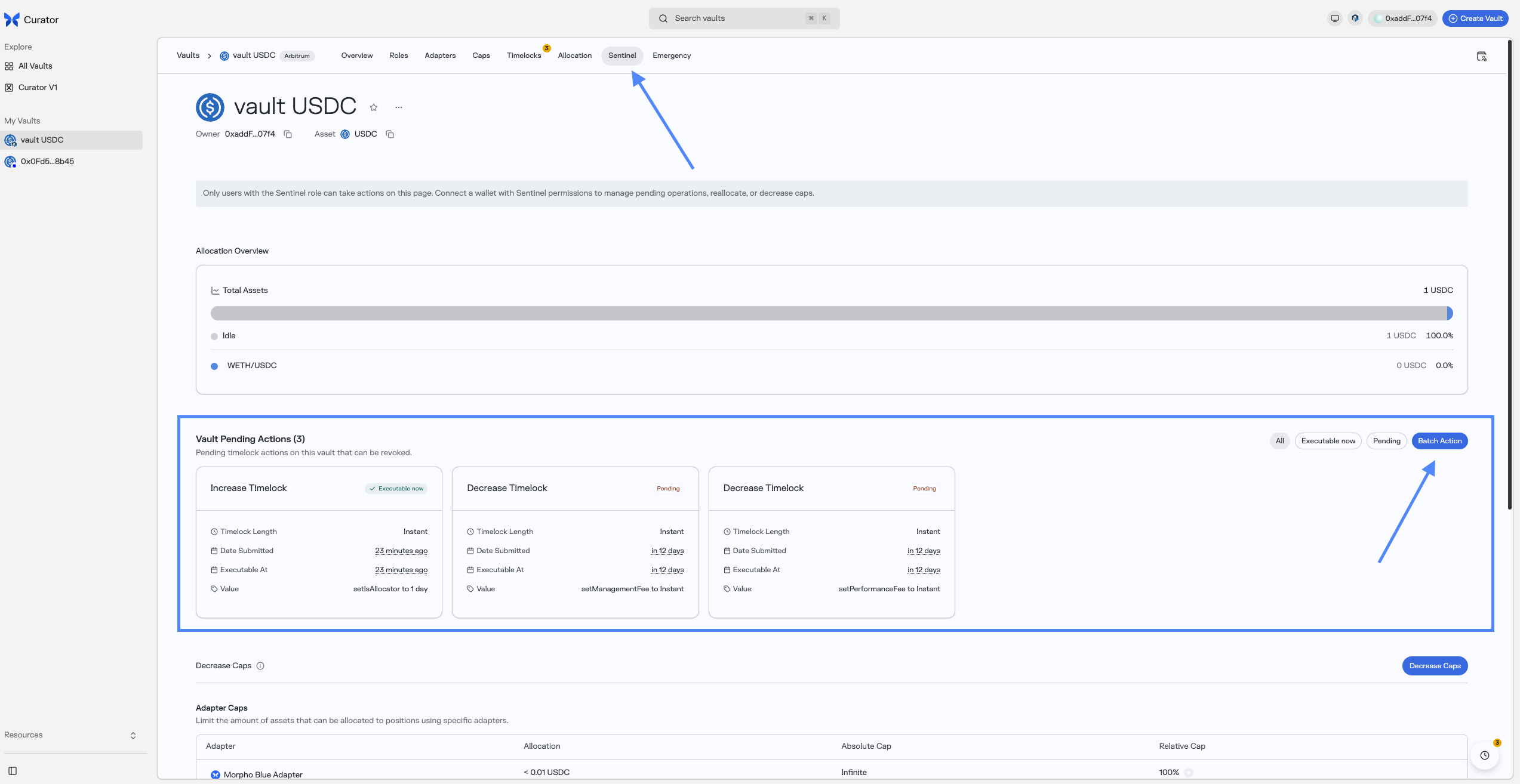 Select pending changes and revoke it as Sentinel