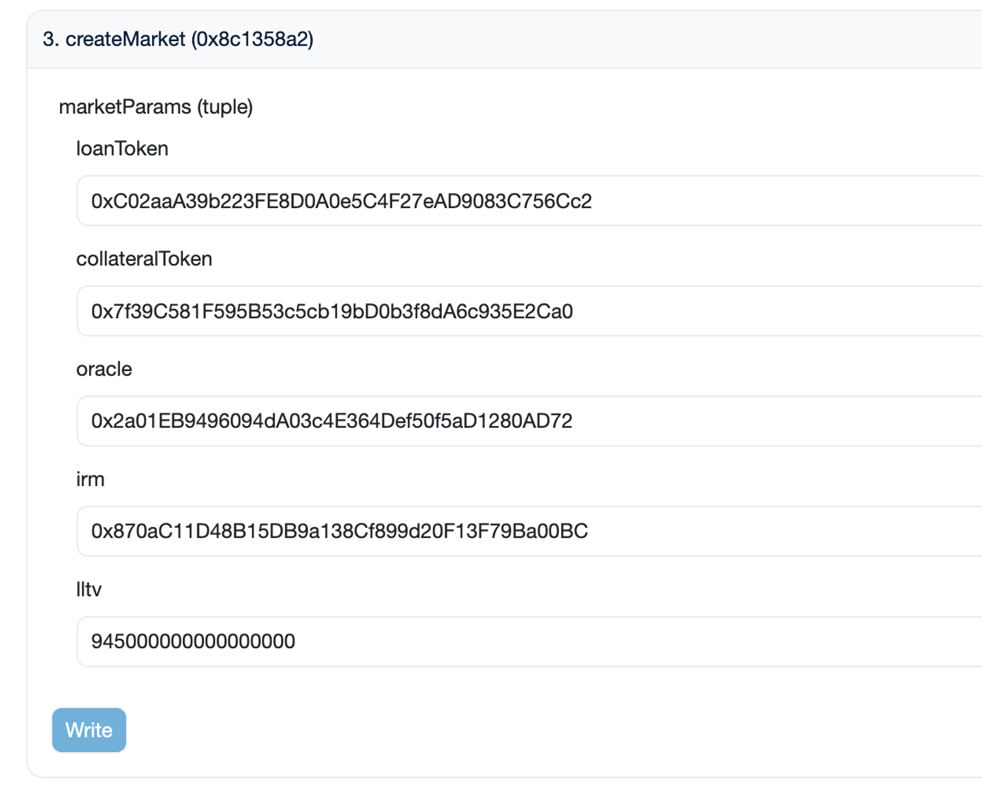 Market Creation Etherscan guide